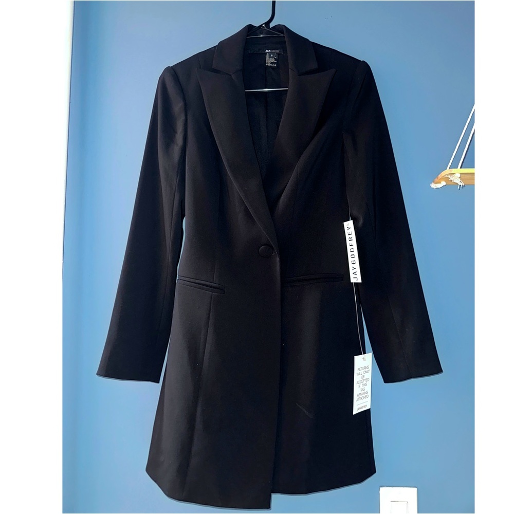 jay godfrey tuxedo black dress size 2